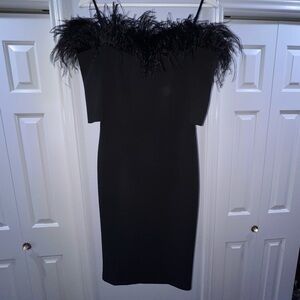 Black feather Calvin Klein dress